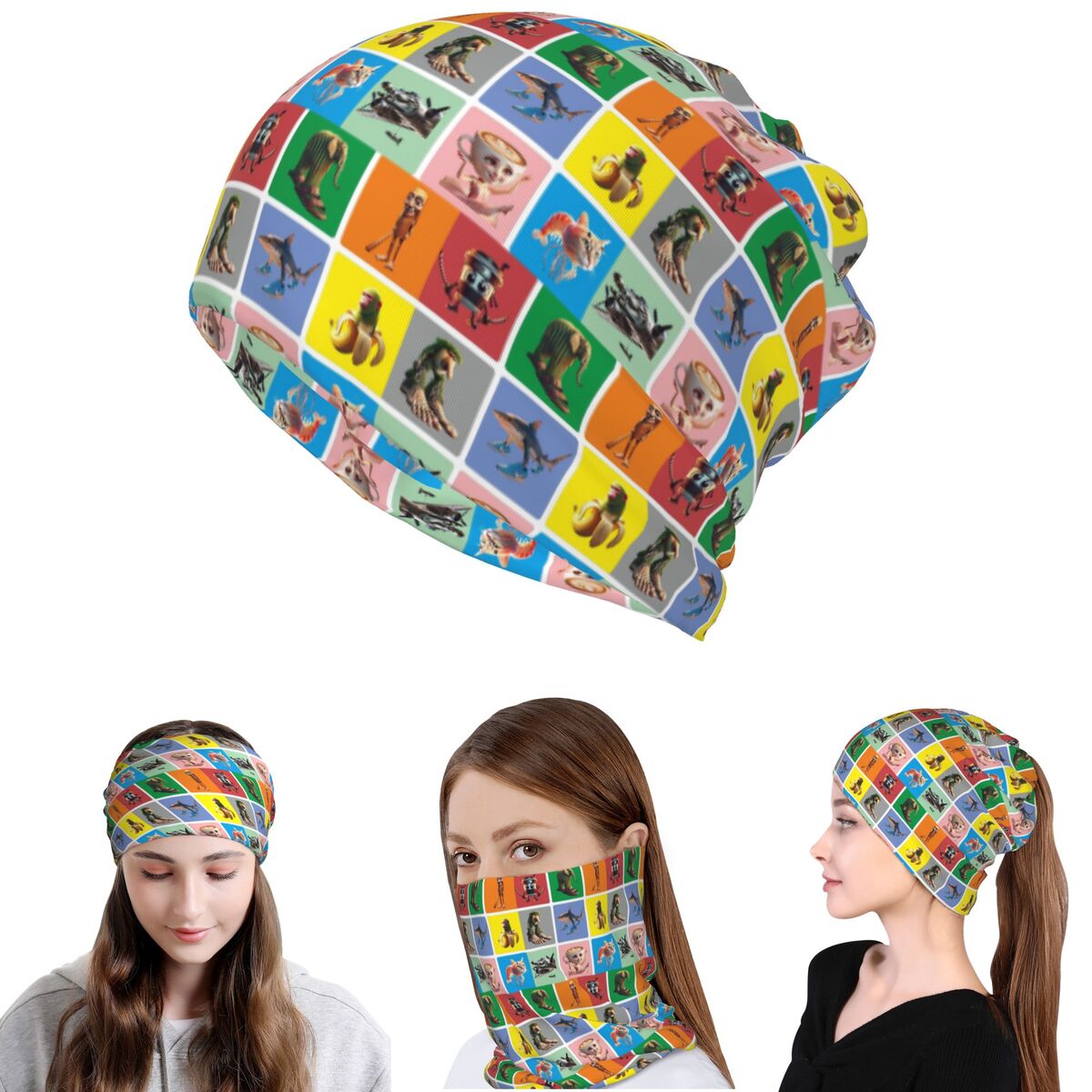 Knit Beanie Hat Warm - Italiaanse Brain Rot Anomaly Bandana Neck