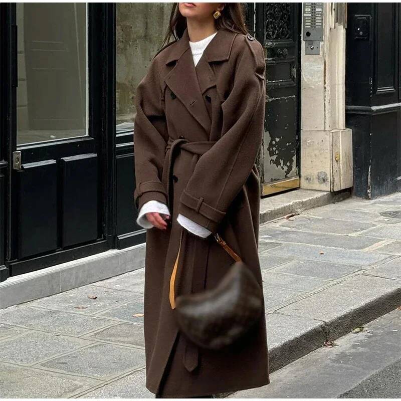 Elegante grijze riem lange imi - Wool Coat Peacoat recensie en prijs